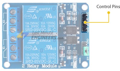 two channel relay module control pins