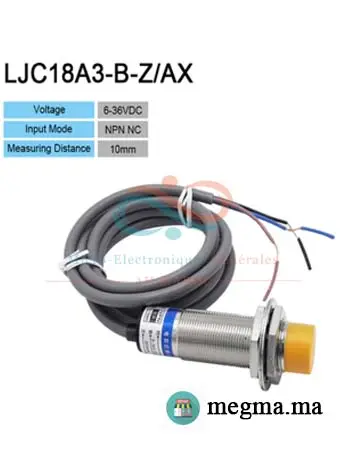 LJC18A3-B-ZAX Capteur de proximité capacitif, 10mm, NPN, 6-36V